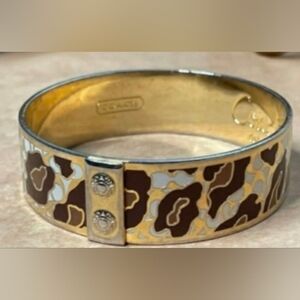 Coach Ocelot Animal Print Gold Multi Brown Bangle Bracelet NEW